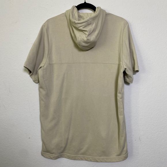 Under Armour Short Sleeve Hoodie Men Medium Beige Pullover Athleisure Streetwear - Picture 2 of 9